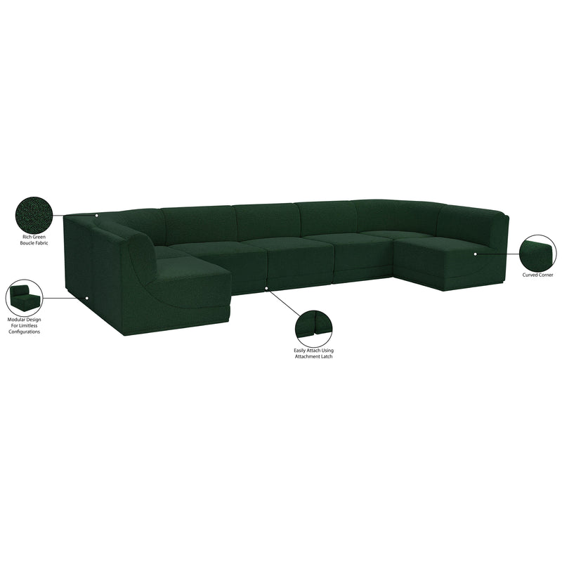 Meridian Ollie Green Boucle Fabric Modular Sectional IMAGE 14