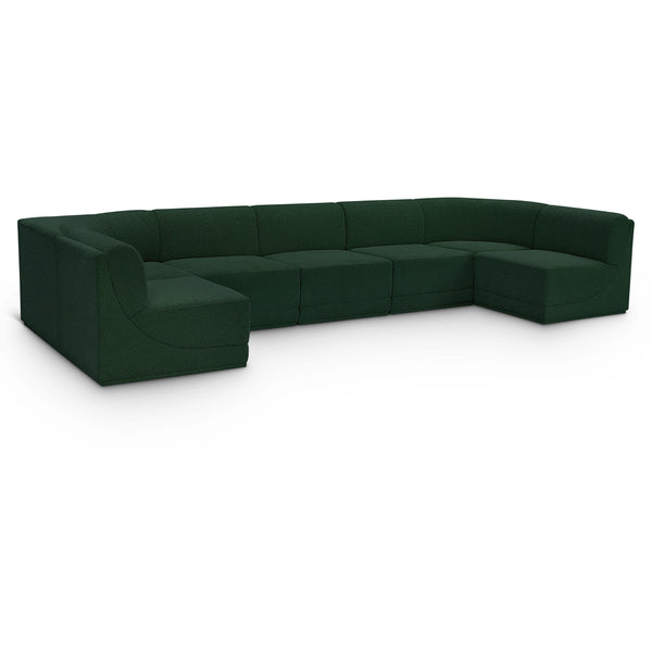Meridian Ollie Green Boucle Fabric Modular Sectional IMAGE 1
