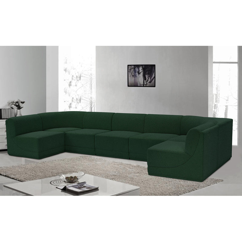 Meridian Ollie Green Boucle Fabric Modular Sectional IMAGE 2