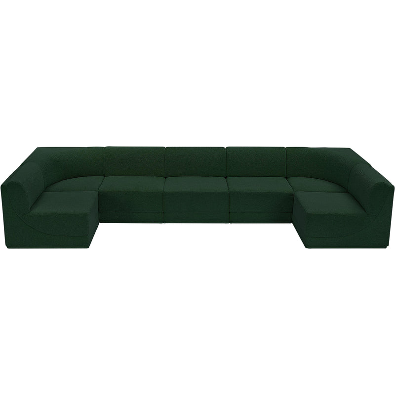 Meridian Ollie Green Boucle Fabric Modular Sectional IMAGE 6