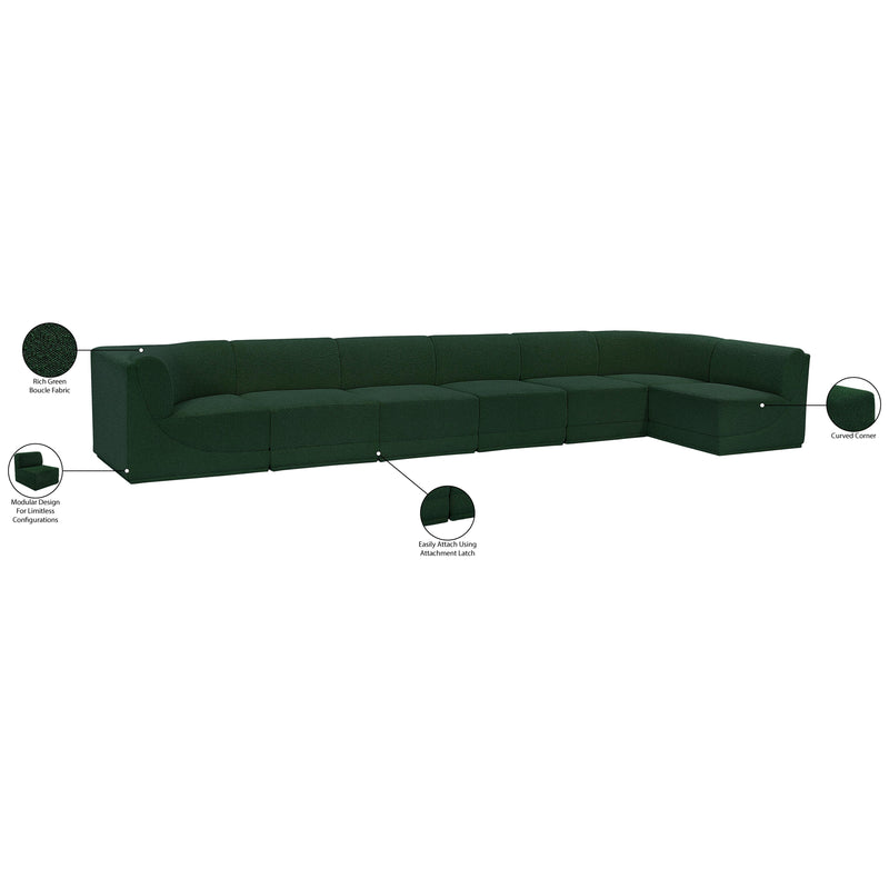 Meridian Ollie Green Boucle Fabric Modular Sectional IMAGE 16