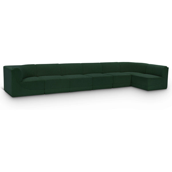 Meridian Ollie Green Boucle Fabric Modular Sectional IMAGE 1
