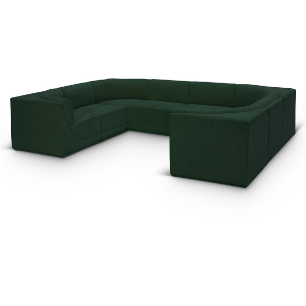 Meridian Ollie Green Boucle Fabric Modular Sectional IMAGE 1