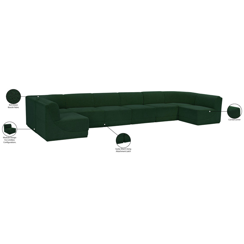 Meridian Ollie Green Boucle Fabric Modular Sectional IMAGE 13