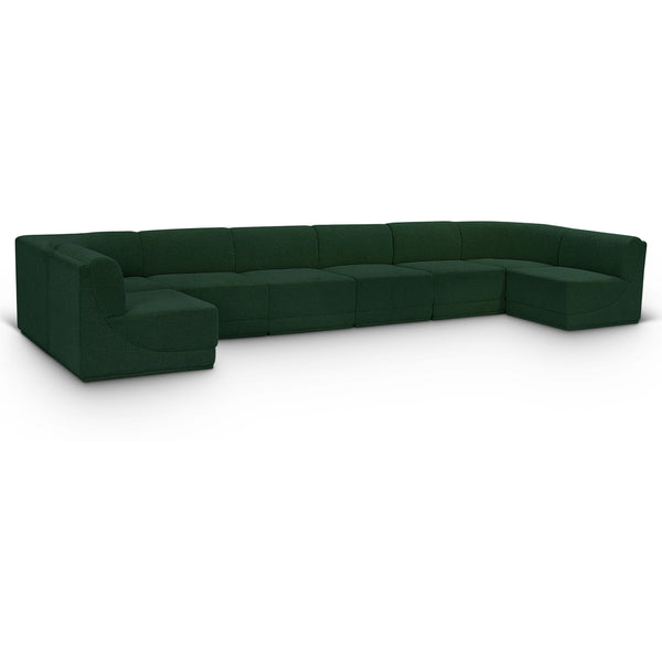 Meridian Ollie Green Boucle Fabric Modular Sectional IMAGE 1