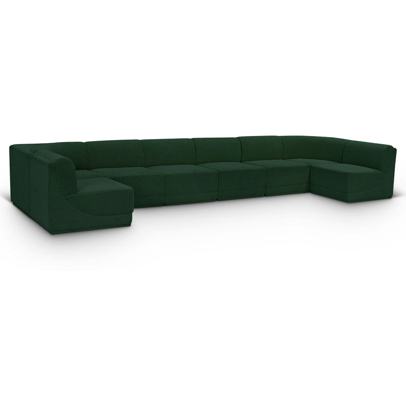 Meridian Ollie Green Boucle Fabric Modular Sectional IMAGE 1