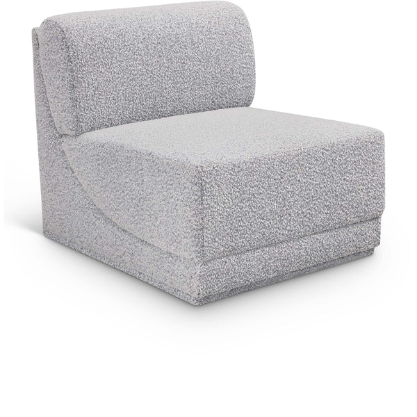 Meridian Ollie Grey Boucle Fabric Armless IMAGE 1