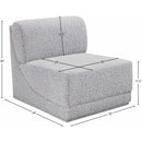 Meridian Ollie Grey Boucle Fabric Armless IMAGE 8