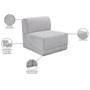 Meridian Ollie Grey Boucle Fabric Armless IMAGE 9