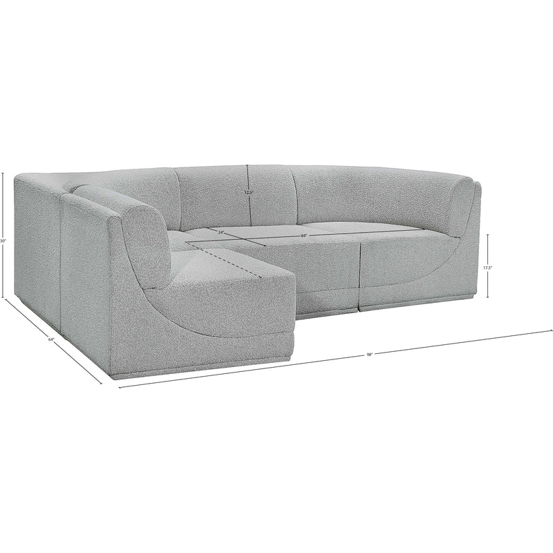 Meridian Ollie Grey Boucle Fabric Modular Sectional IMAGE 14