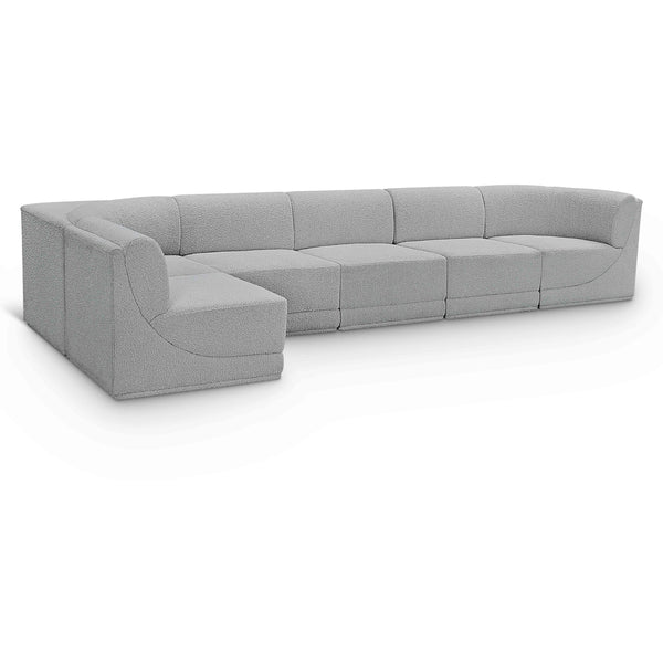 Meridian Ollie Grey Boucle Fabric Modular Sectional IMAGE 1