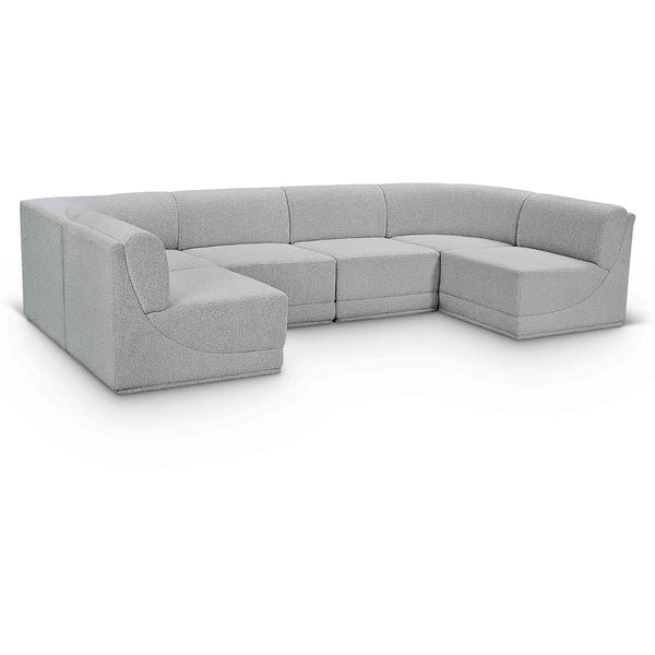 Meridian Ollie Grey Boucle Fabric Modular Sectional IMAGE 1