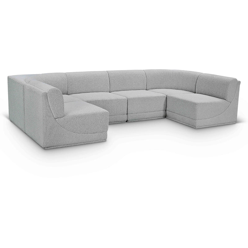 Meridian Ollie Grey Boucle Fabric Modular Sectional IMAGE 1