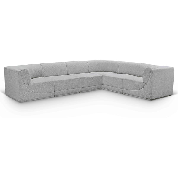 Meridian Ollie Grey Boucle Fabric Modular Sectional IMAGE 1