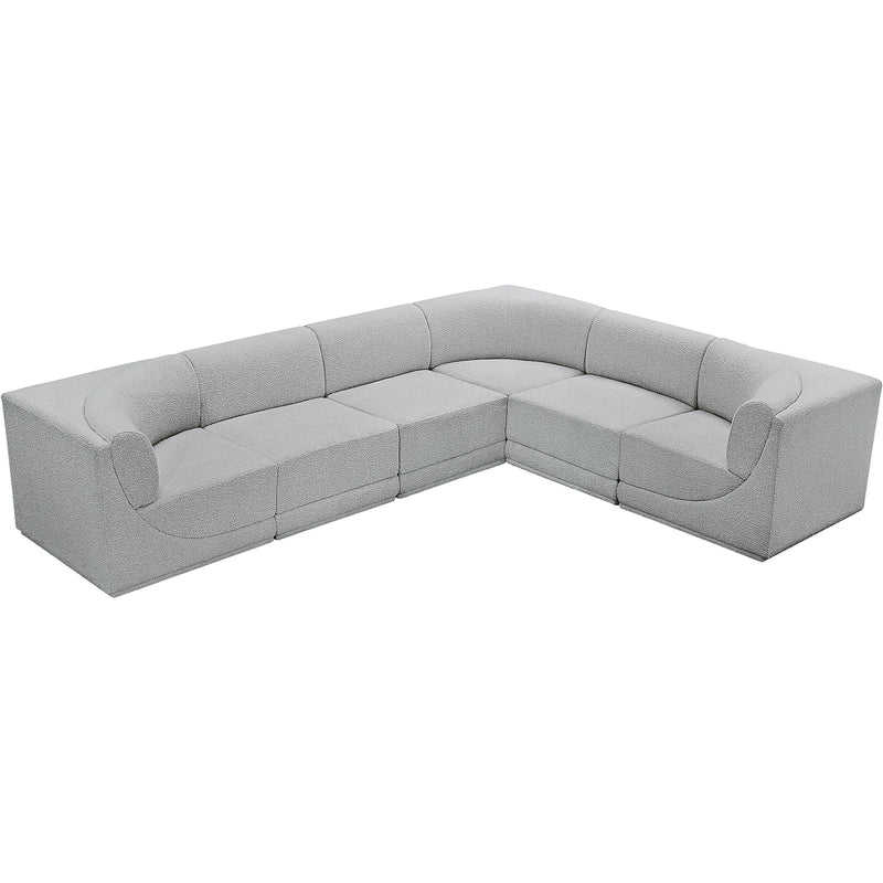 Meridian Ollie Grey Boucle Fabric Modular Sectional IMAGE 5