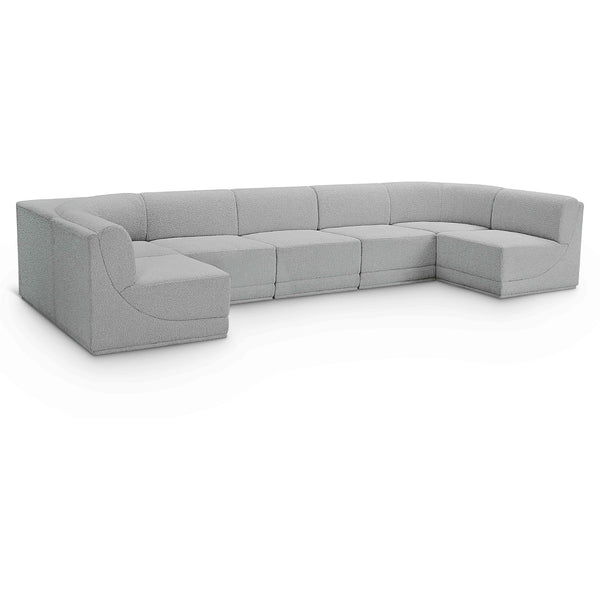 Meridian Ollie Grey Boucle Fabric Modular Sectional IMAGE 1