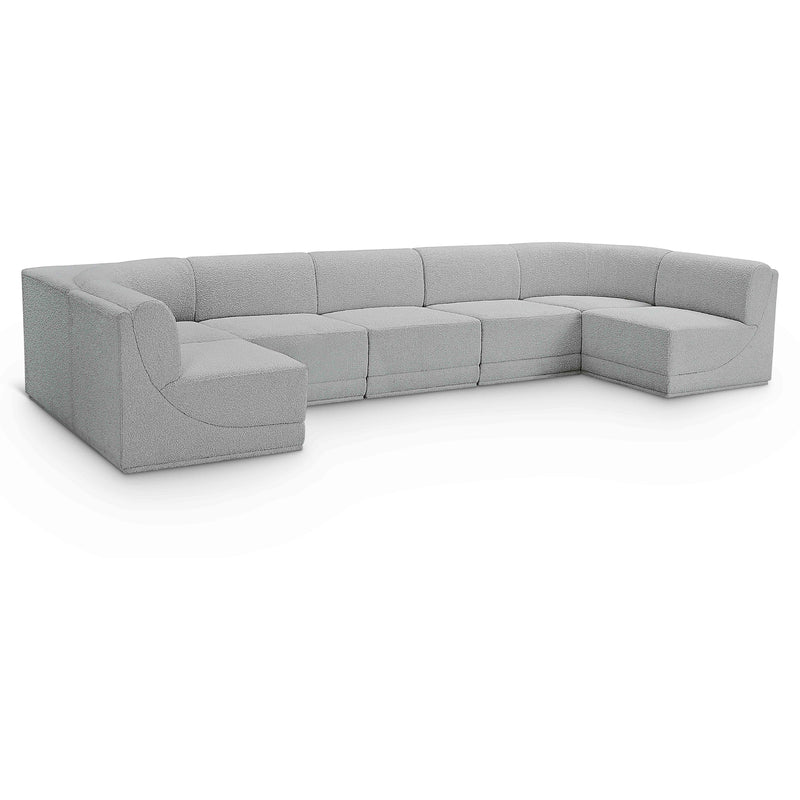 Meridian Ollie Grey Boucle Fabric Modular Sectional IMAGE 1