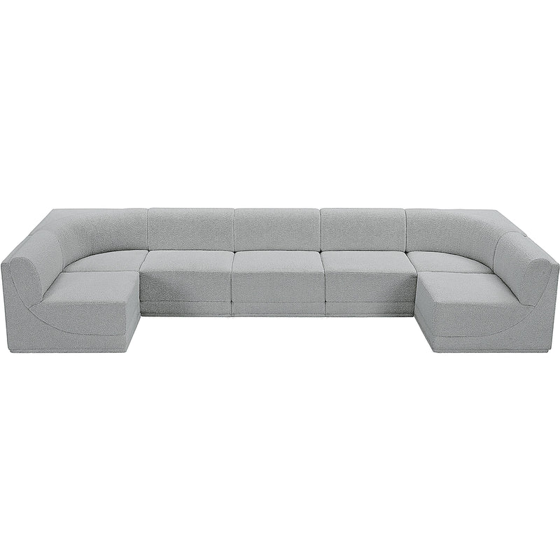 Meridian Ollie Grey Boucle Fabric Modular Sectional IMAGE 6