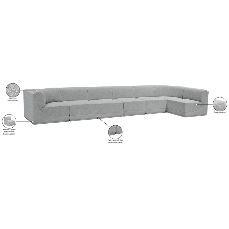 Meridian Ollie Grey Boucle Fabric Modular Sectional IMAGE 16