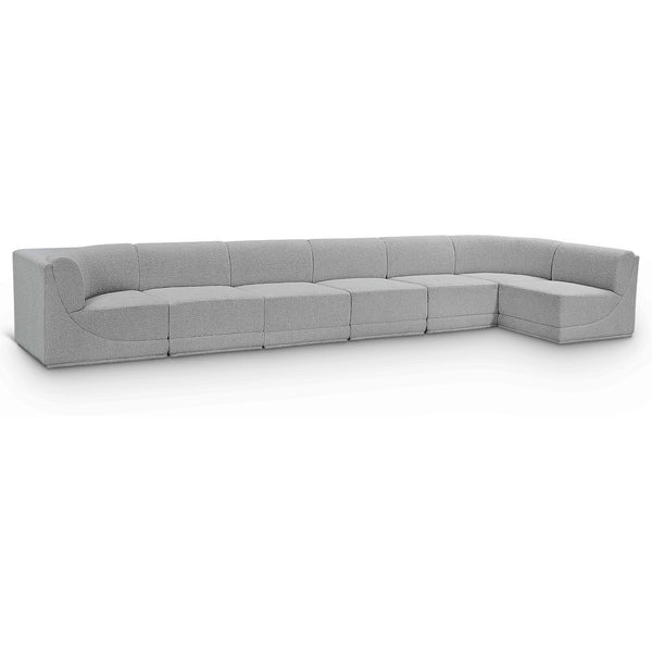 Meridian Ollie Grey Boucle Fabric Modular Sectional IMAGE 1