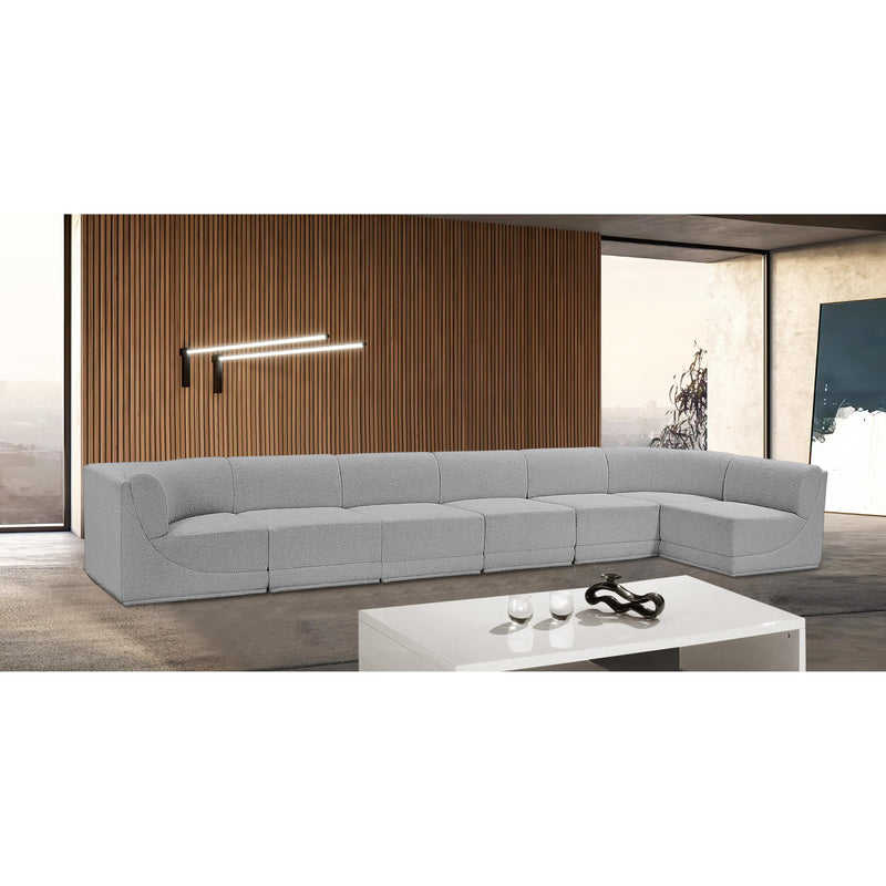 Meridian Ollie Grey Boucle Fabric Modular Sectional IMAGE 2