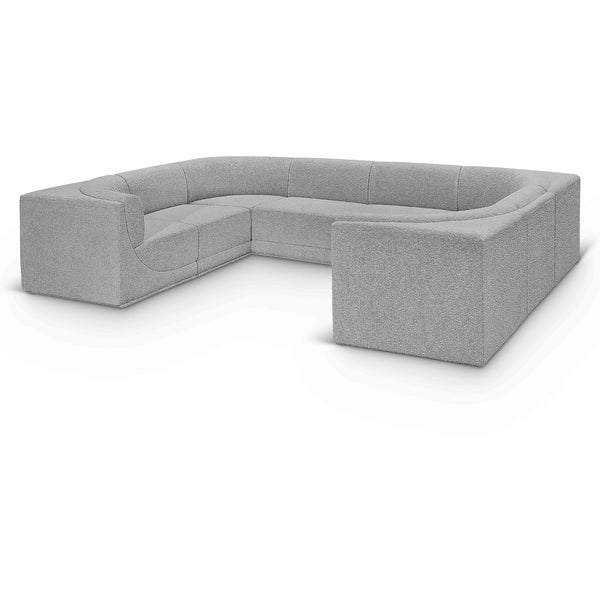 Meridian Ollie Grey Boucle Fabric Modular Sectional IMAGE 1