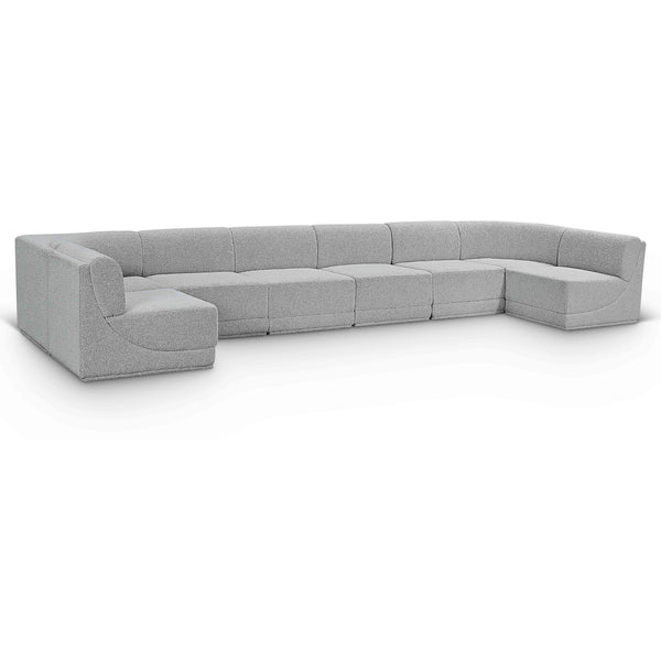 Meridian Ollie Grey Boucle Fabric Modular Sectional IMAGE 1