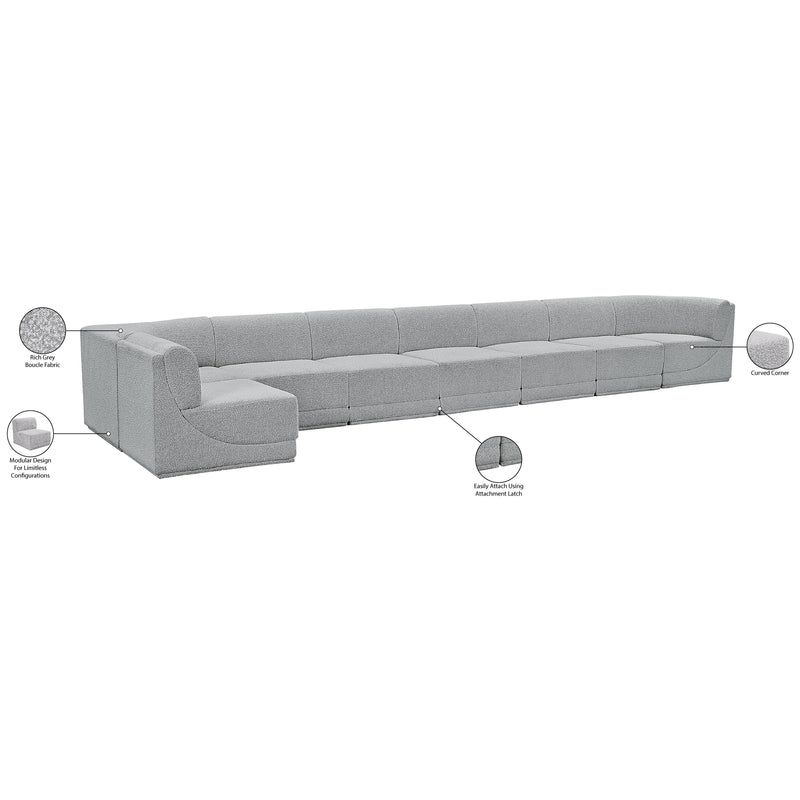 Meridian Ollie Grey Boucle Fabric Modular Sectional IMAGE 15