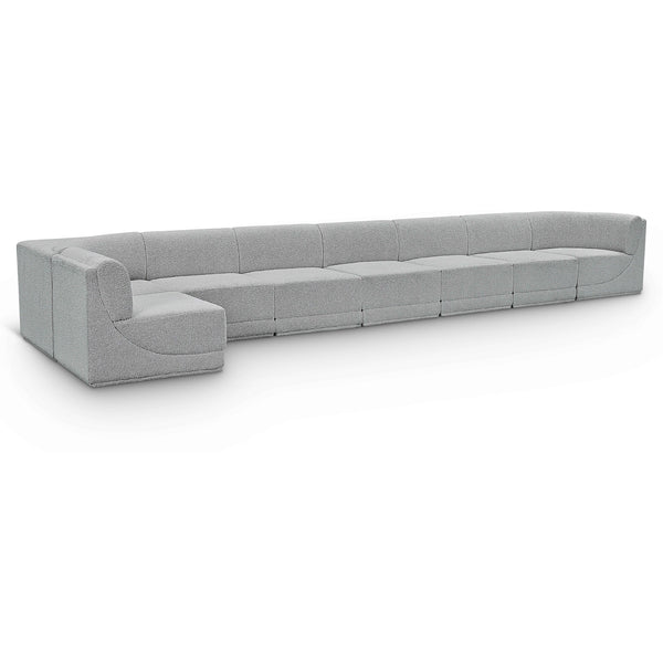 Meridian Ollie Grey Boucle Fabric Modular Sectional IMAGE 1