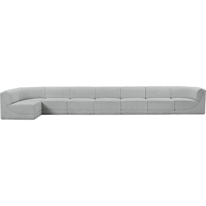 Meridian Ollie Grey Boucle Fabric Modular Sectional IMAGE 4
