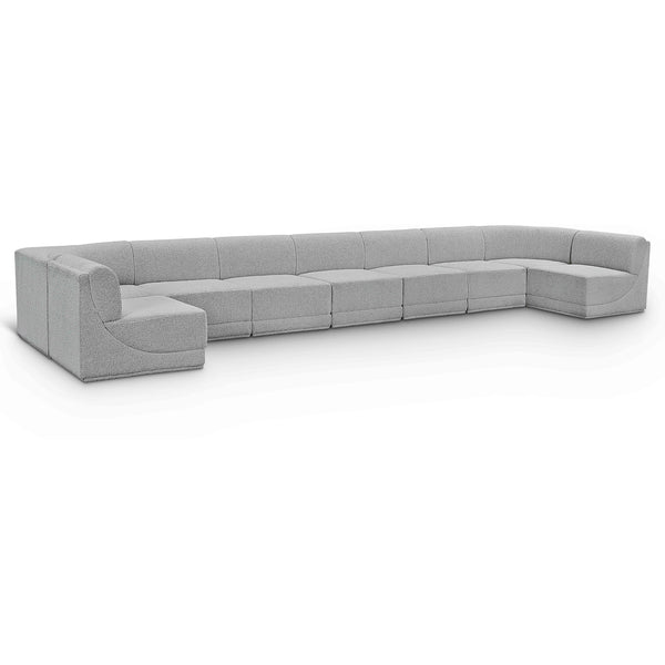 Meridian Ollie Grey Boucle Fabric Modular Sectional IMAGE 1