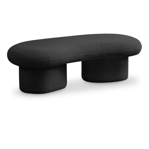 Meridian Luka Black Boucle Fabric Bench IMAGE 1