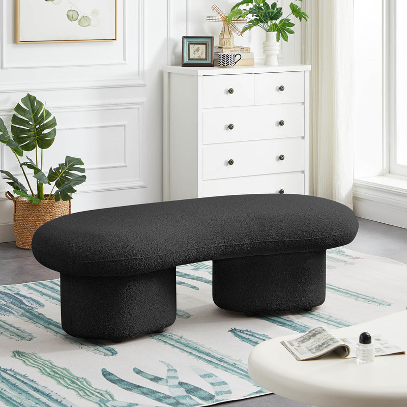 Meridian Luka Black Boucle Fabric Bench IMAGE 2
