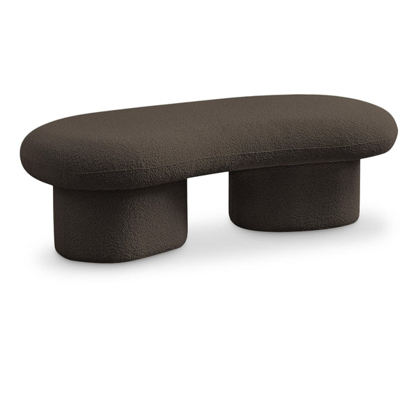 Meridian Luka Brown Boucle Fabric Bench IMAGE 1