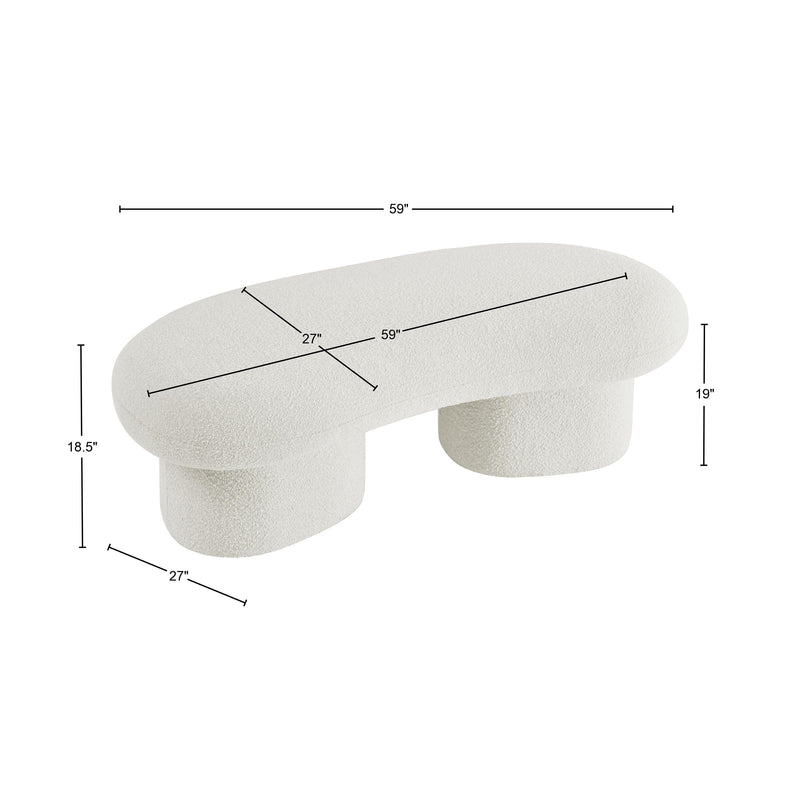 Meridian Luka Cream Boucle Fabric Bench IMAGE 13