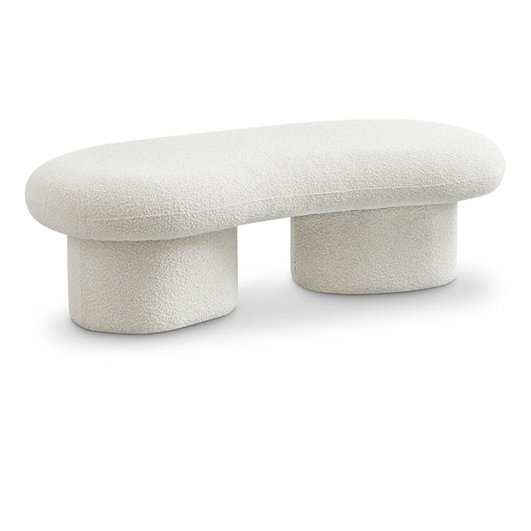 Meridian Luka Cream Boucle Fabric Bench IMAGE 1