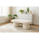 Meridian Luka Cream Boucle Fabric Bench IMAGE 2