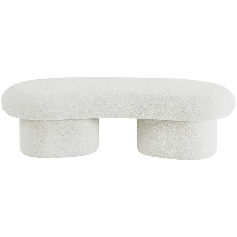 Meridian Luka Cream Boucle Fabric Bench IMAGE 4