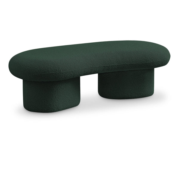 Meridian Luka Green Boucle Fabric Bench IMAGE 1