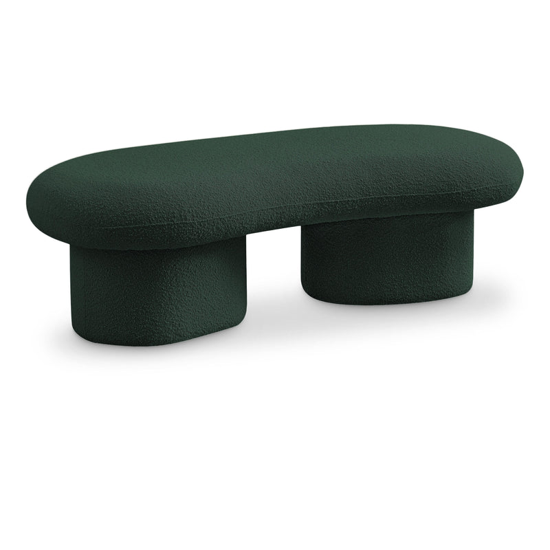 Meridian Luka Green Boucle Fabric Bench IMAGE 1