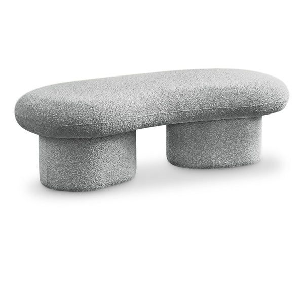 Meridian Luka Grey Boucle Fabric Bench IMAGE 1