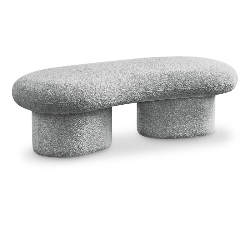 Meridian Luka Grey Boucle Fabric Bench IMAGE 1