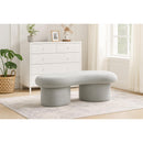Meridian Luka Grey Boucle Fabric Bench IMAGE 2