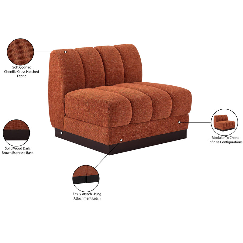Meridian Quinn Cognac Chenille Fabric Armless Chair IMAGE 10