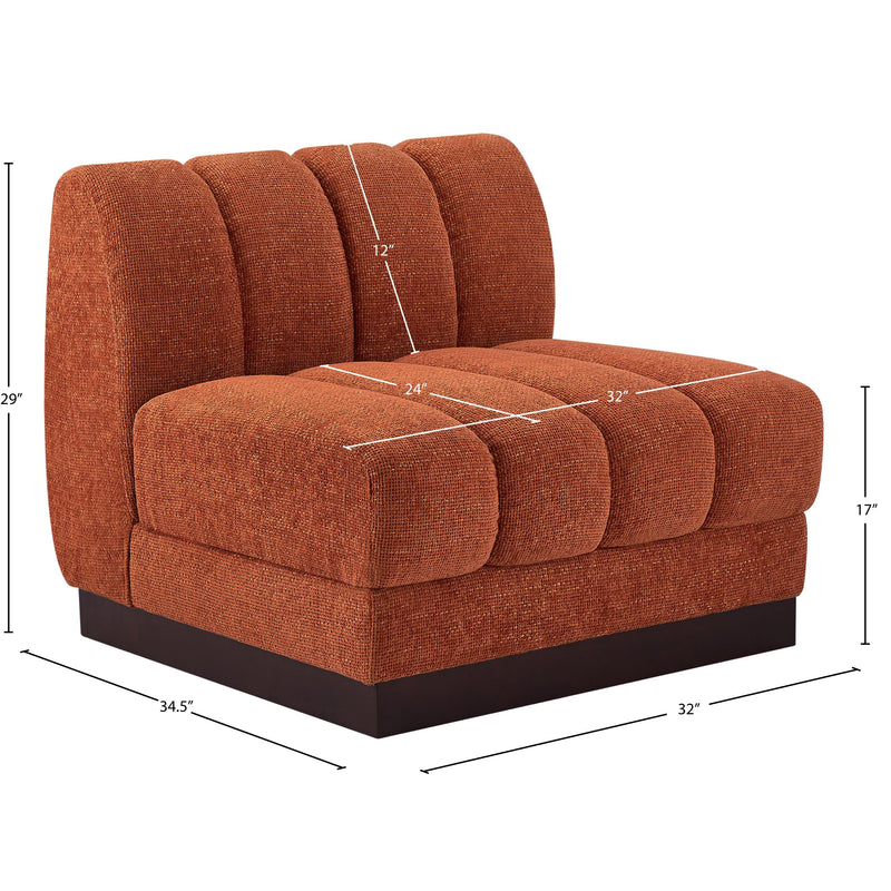 Meridian Quinn Cognac Chenille Fabric Armless Chair IMAGE 11
