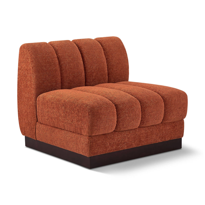 Meridian Quinn Cognac Chenille Fabric Armless Chair IMAGE 1