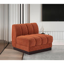Meridian Quinn Cognac Chenille Fabric Armless Chair IMAGE 2