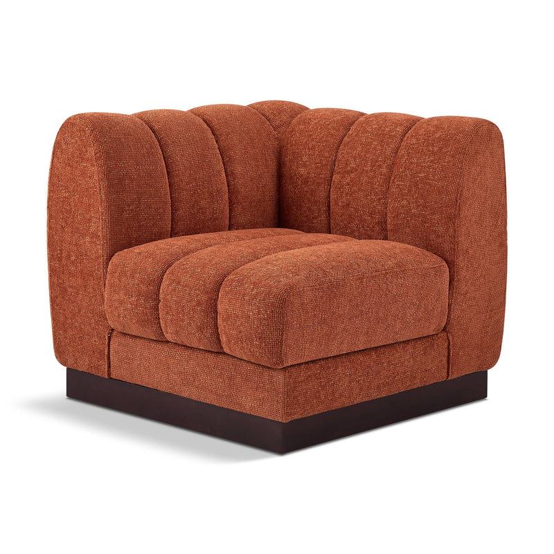 Meridian Quinn Cognac Chenille Fabric Corner Chair IMAGE 1