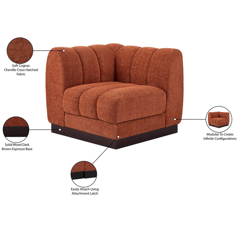 Meridian Quinn Cognac Chenille Fabric Corner Chair IMAGE 9
