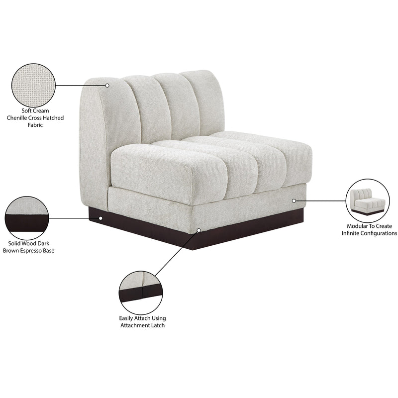 Meridian Quinn Cream Chenille Fabric Armless Chair IMAGE 10